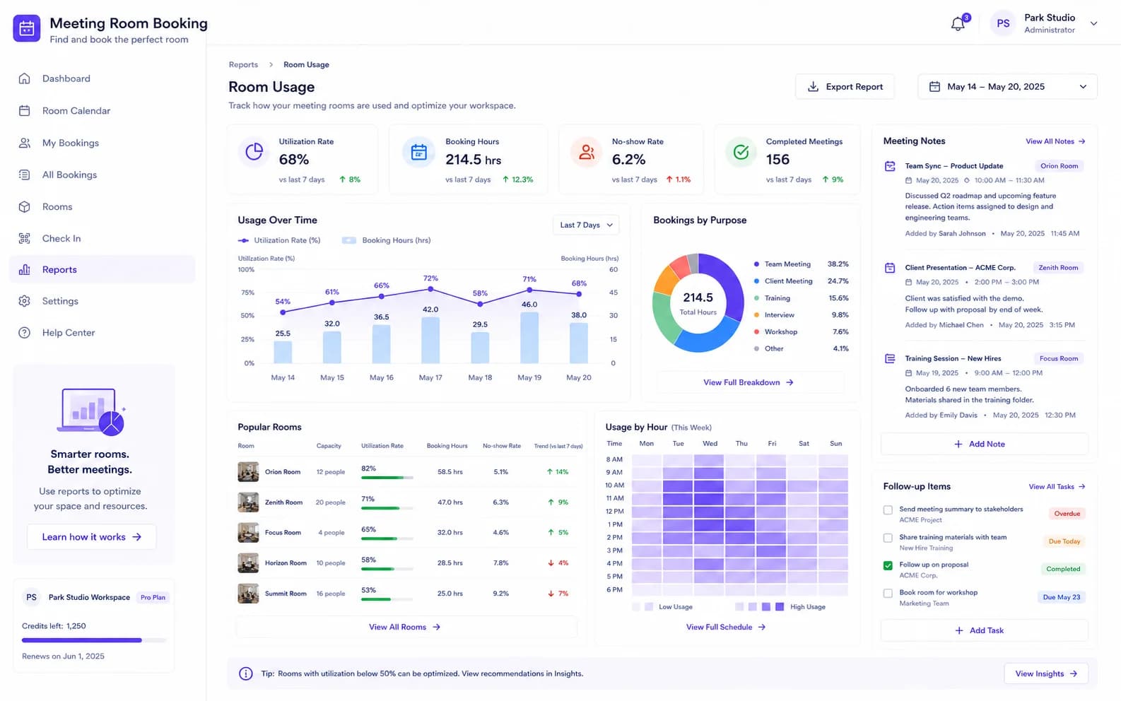 Meeting Room Booking results product screenshot