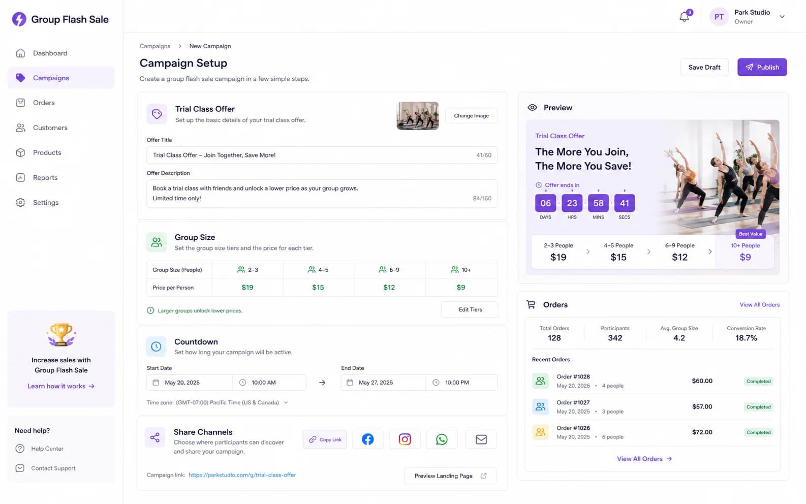 Group Flash Sale overview product screenshot