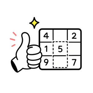 A hand giving a thumbs up next to a sudoku grid